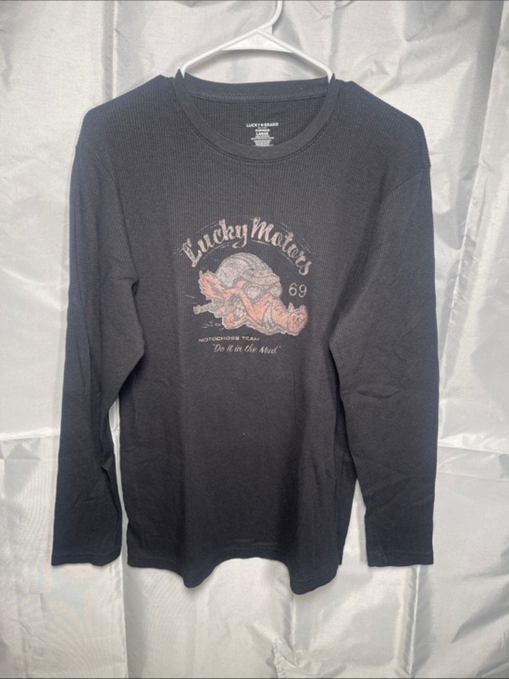 Lucky Brand Lucky Motors Thermal Long Sleeve Shirt Size Large EUC #5153